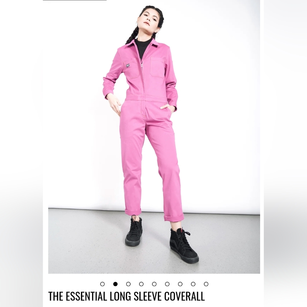 WildFang Essential Long Sleeve Coverall Jumpsuit Pink Orchid Barbie Size M NWT